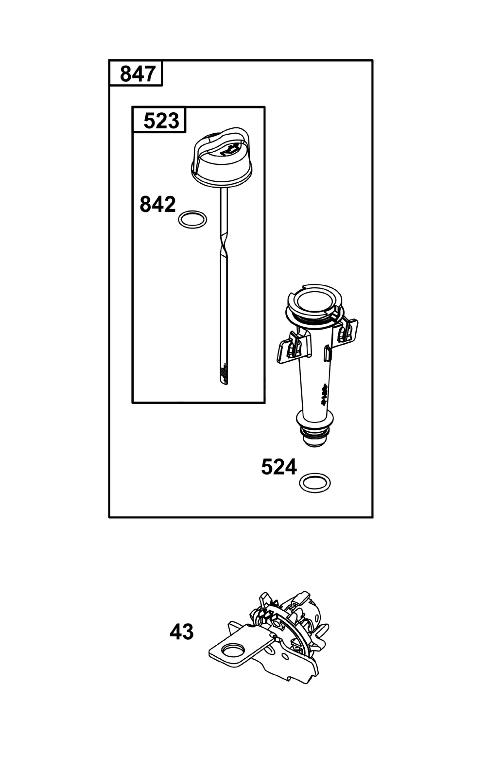 Lubrication Group Diagram and Parts List for 124P0B-0008-F1 100000 - 19Z999 Briggs and Stratton Engine
